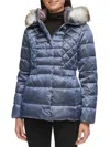 Kenneth Cole Women's Faux Fur Puffer Jacket In Lake Blue