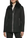 Kenneth Cole Women's Faux Fur Trim Jacket In Black