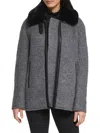 Kenneth Cole Women's Faux Fur Trim Jacket In Charcoal