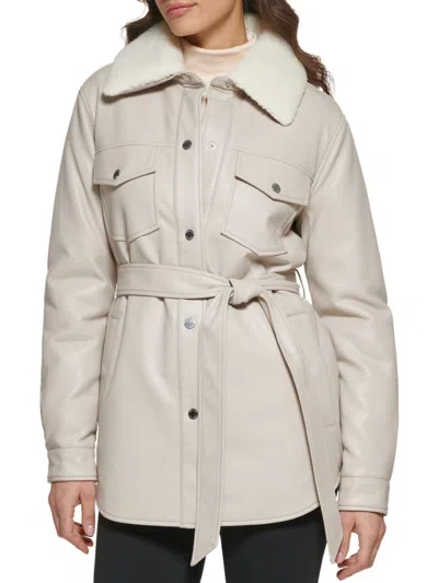 Kenneth Cole Soft Shell Belted Jacket In Neutral