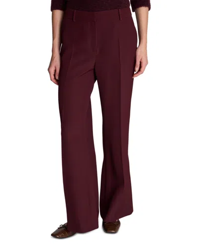 Kenneth Cole Women's Faux Leather High-rise Wide-leg Pintuck Pants In Burgundy