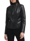 Kenneth Cole Women's Faux Leather Moto Jacket In Black