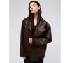 Kenneth Cole Oversize Faux Leather Jacket In Medium Bark