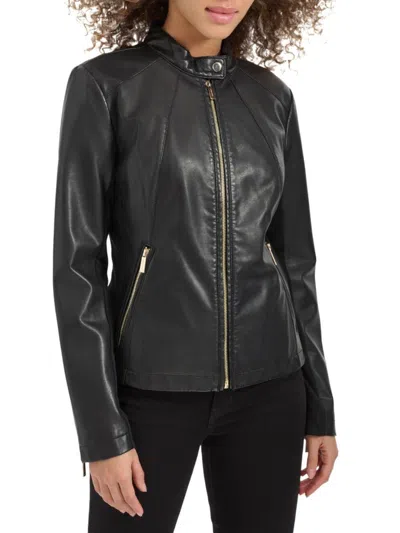 Kenneth Cole Women's Faux Leather Racer Jacket In Black