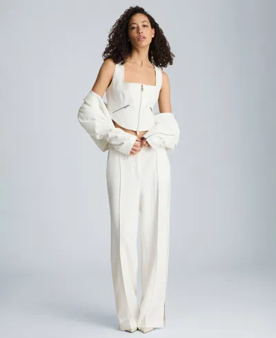 Kenneth Cole Women's Fitted Square Neck Bodice Top In White