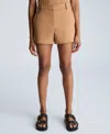 Kenneth Cole Cotton Blend Sateen Shorts In Dark Honey