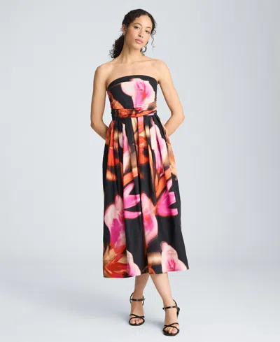 Kenneth Cole Women's Floral Print Strapless Midi Dress In Multi