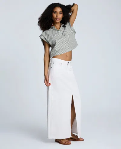 KENNETH COLE WOMEN'S FRAY-HEM SLIT-FRONT MAXI SKIRT