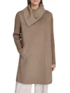 Kenneth Cole Women's Funnel Wool Blend Coat In Brown