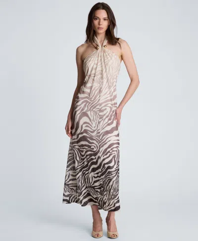 Kenneth Cole Women's Halter Neck Mesh Midi Dress In Brown