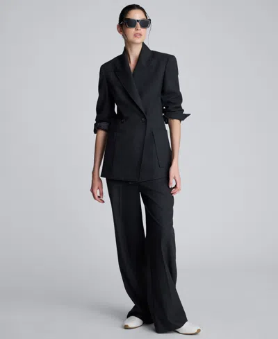 Kenneth Cole Flannel Double Breasted Jacket In Brown