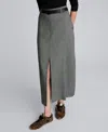 Kenneth Cole Herringbone Slit Front Belted Midi Skirt In Gray