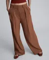 Kenneth Cole Melange High Rise Fly Front Double Pleat Wide Leg Pant In Brown