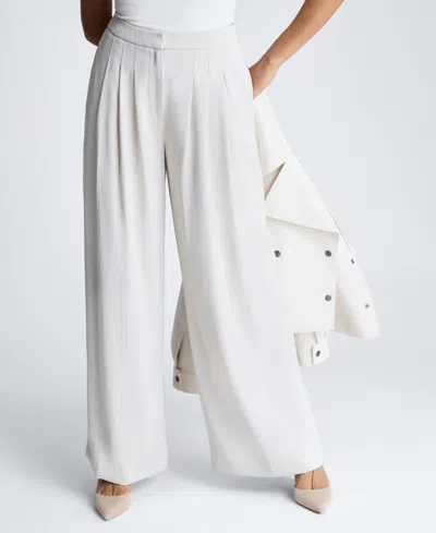 Kenneth Cole Women's High-rise Fly-front Triple-pleat Wide-leg Pants In Oyster