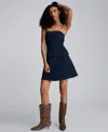 Kenneth Cole Denim Mini Skirt With Seaming Detail In Blue
