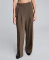 Kenneth Cole Double Pleat High Waist Wide Leg Pants In Brown