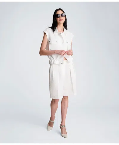 Kenneth Cole Women's High-rise Pleated Shorts In White