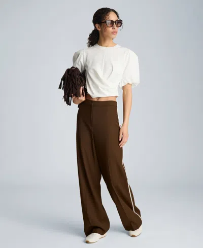 Kenneth Cole Women's High-rise Side Piping Pants In Brown