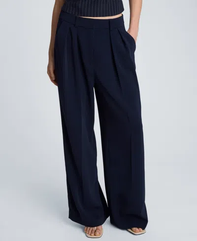 Kenneth Cole Women's High-rise Wide Leg Pleated Pants In Blue