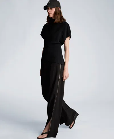 Kenneth Cole Women's High-rise Wide-leg Boyfriend Pants In Black