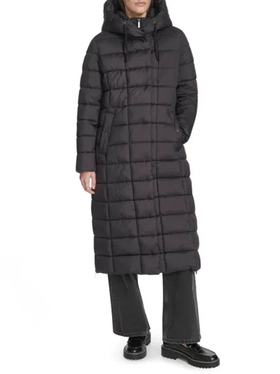 Kenneth Cole Women's Hooded Longline Puffer Jacket In Black