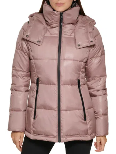 Kenneth Cole Women's Hooded Puffer Jacket In Bark