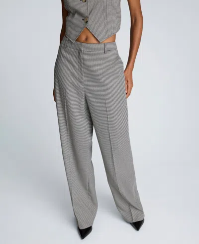 Kenneth Cole Women's Houndstooth Boyfriend Wide Leg Pants In Gray