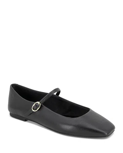 Kenneth Cole Jasper Mary Jane Flat In Black Leather