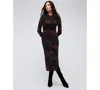 Kenneth Cole Side Knot Long Sleeve Maxi Dress In Black Multi