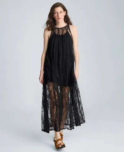 Kenneth Cole Women's Lace Halter Neck Maxi Dress In Black