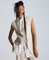 Kenneth Cole Layered Vest With Detachable Shirt Inset In Lt Bronze,pure White