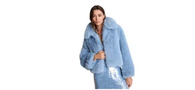 Kenneth Cole Women's Lined Faux Fur Teddy Jacket In Blue