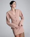 Kenneth Cole Luxe Twill Rounded Shoulder Jacket In Pink