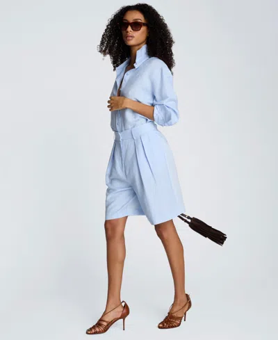 Kenneth Cole Women's Long-sleeve Button-front Top In Blue