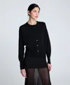 Kenneth Cole Women's Long Sleeve Button-front Cardigan Sweater In Black