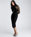 Kenneth Cole Twist Front Long Sleeve Cocktail Dress In Black