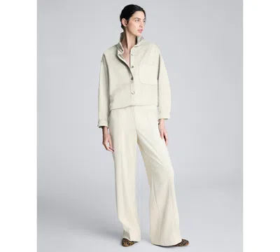 Kenneth Cole Women's Long Sleeves Collared Crop Shirt In Neutral