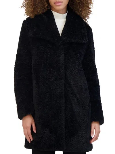 Kenneth Cole Women's Longline Teddy Coat In Black