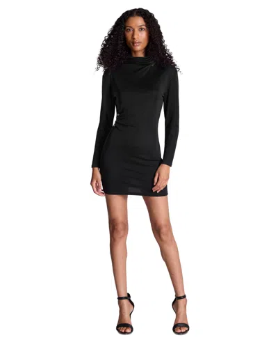 Kenneth Cole Women's Long-sleeve Cowl Neck Mini Dress In Black
