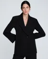 Kenneth Cole Luxe Twill Double Breasted Jacket In Black