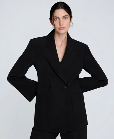 Kenneth Cole Women's Luxe Twill Double-breasted Blazer In Black