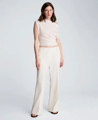 Kenneth Cole Women's Luxe Twill Flare Leg Pant In Feather White