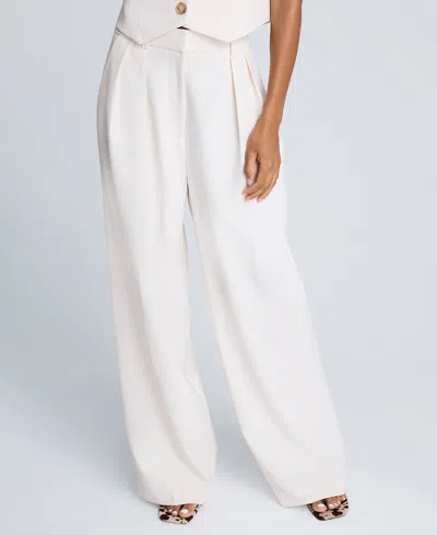 Kenneth Cole Women's Luxe Twill High Rise Wide Leg Pants In White