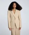 Kenneth Cole Luxe Twill Slim One Button Jacket In Neutral