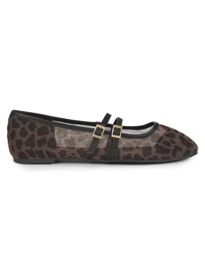 Kenneth Cole Women's Mackenzie Leopard Print Mesh Ballet Flats In Burgundy