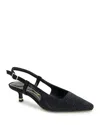 Kenneth Cole Martha Crystals Slingback Kitten Heel Pump In Black/black Micro