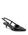 Kenneth Cole Women's Martha Eyelet Slingback Kitten Heel Pumps In Black Patent