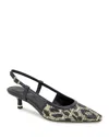 Kenneth Cole Martha Leopard Raffia Kitten Heel Slingback In Natural/black
