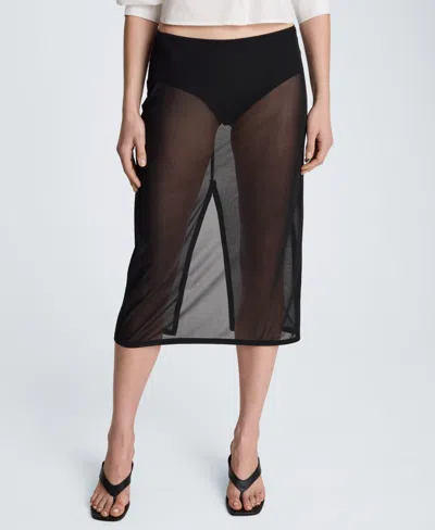 Kenneth Cole Women's Mesh Midi Skirt In Black