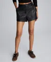 Kenneth Cole Faux Leather Fly Front Short In Black